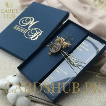 Navy Blue Luxury Box Wedding Card