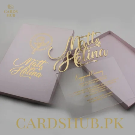 Clear Acrylic Wedding Card with Pink Box