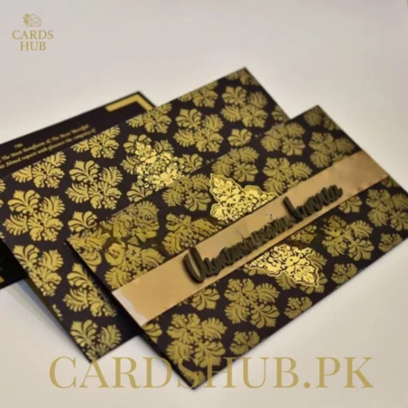 Royal Black & Gold Luxury Wedding Invitation Card