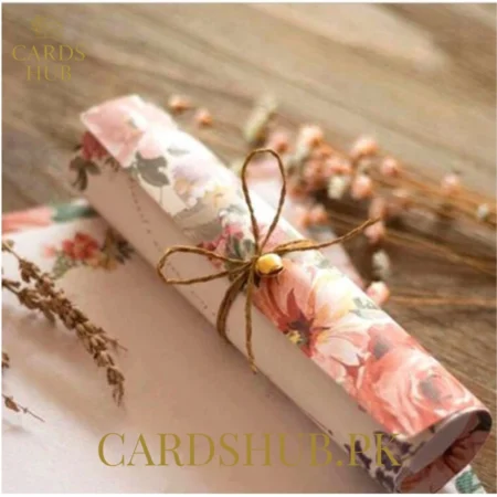 Floral Scroll Wedding Invitation With Rustic Twine