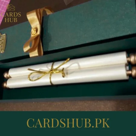 Double Scroll Wedding Invitation With Luxury Box