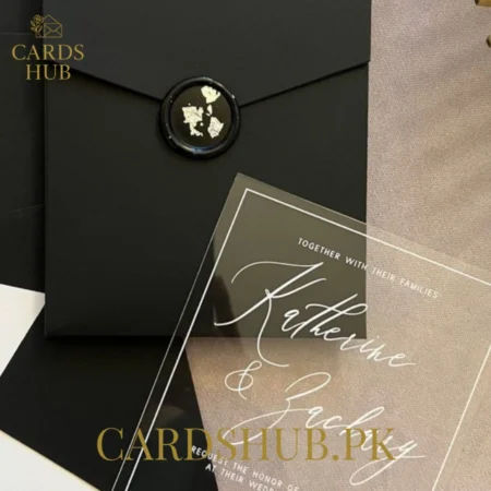 Black Acrylic Wedding Invitation With Wax Seal