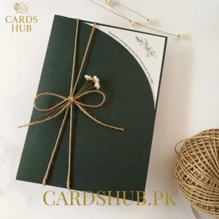 Rustic Green Wedding Invitation With Jute Twine & Dried Flowers