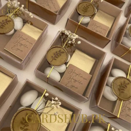 Rustic Kraft Wedding Favor Box with Wax Seal & Custom Gifts