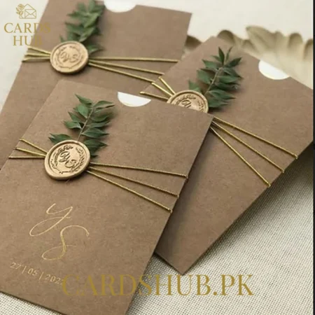 Kraft Wedding Invitation With Wax Seal & Leaf Decor