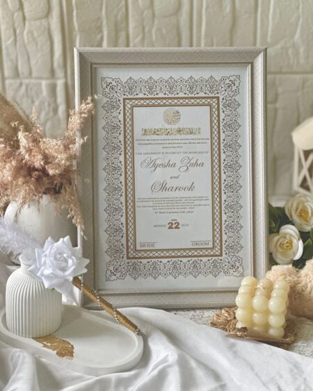Elegant Silver Nikah Nama Frame – Classic Islamic Wedding Display