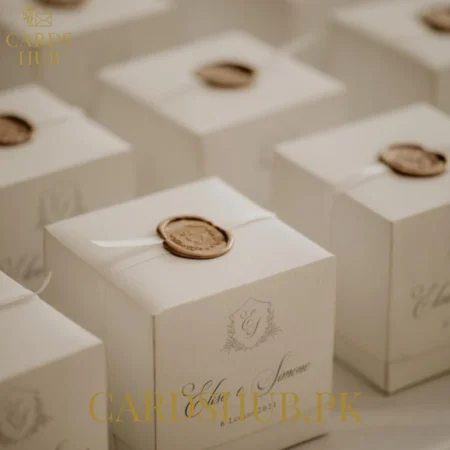 beautiful Ivory Favor Box with Wax Seal