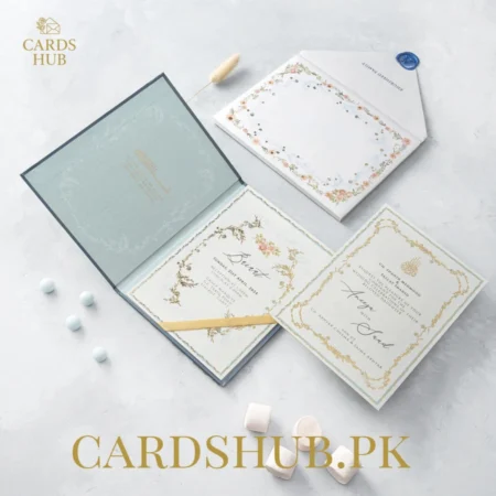 Pastel Floral Square Wedding Invitation Card Set with Pocket Envelope