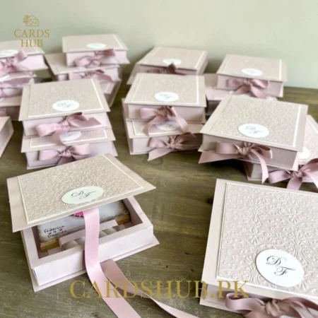 Blush Pink Luxury Box Wedding Invitation Card