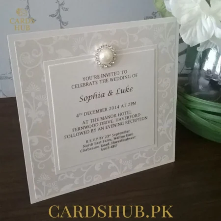 Pearl Embellished Transparent Wedding Invitation Card