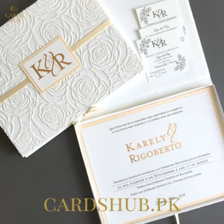 Luxury Rose Embossed Wedding Invitation Box Card
