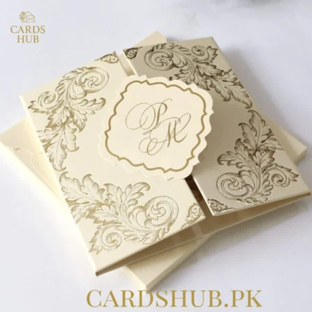 Ivory Gold Baroque Wedding Invitation Card
