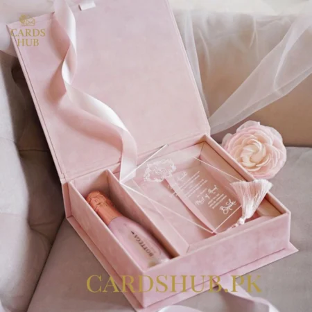 Blush Pink Luxury Boxed Acrylic Wedding Invitation Card